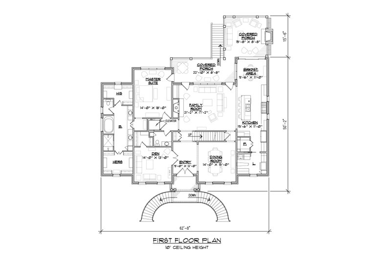 House Blueprint - Floor Plan - Main Floor for Classical House Plan #1054-52 - 4 bed, 4.5 bath