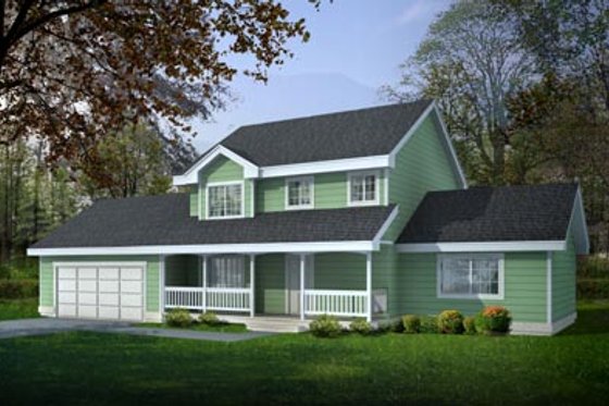 Exterior - Front Elevation for Country House Plan #100-419 - 4 bed, 2.5 bath