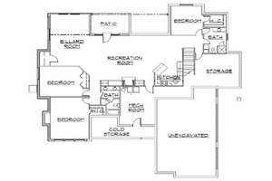 Floor Plan - Lower Floor for European House Plan #5-351 - 4 bed, 3.5 bath
