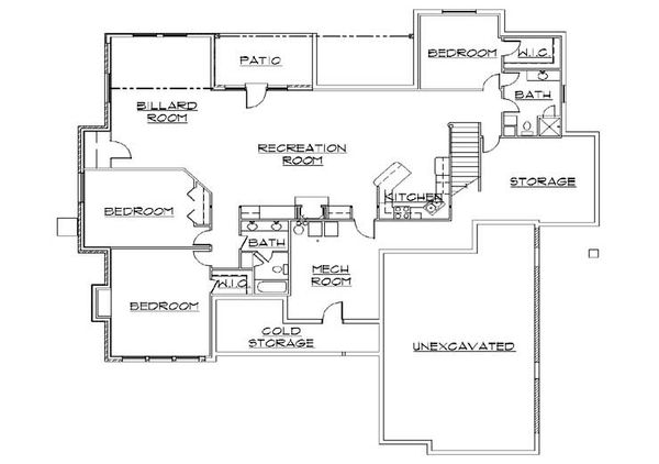 Dream House Plan - European Floor Plan - Lower Floor Plan #5-351