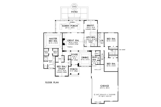 Floor Plan - Main Floor for Craftsman House Plan #929-1047 - 4 bed, 3 bath