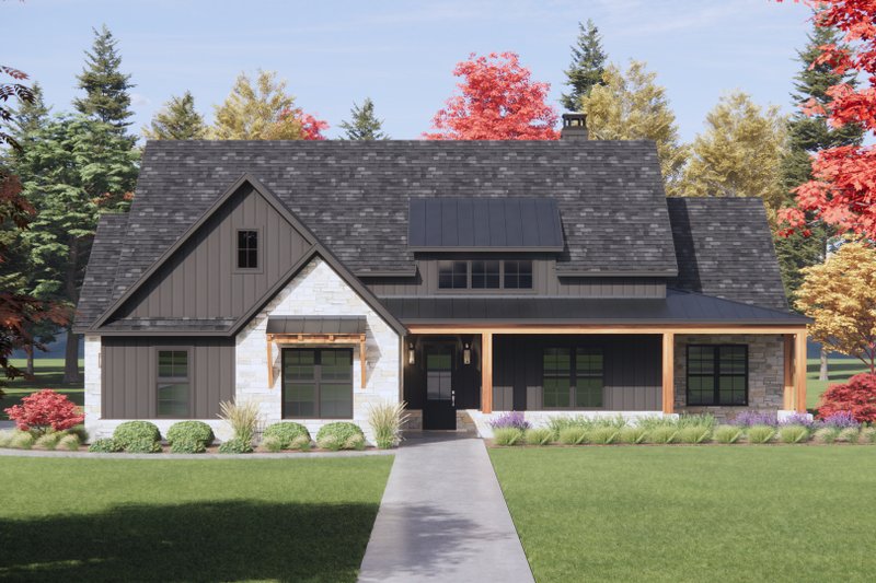 Architectural House Design - Exterior - Front Elevation 3 for Country House Plan #1096-164 - 4 bed, 3 bath