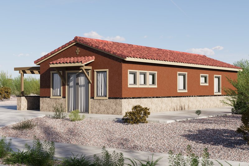 Home Plan - Exterior - Front Elevation 4 for Adobe / Southwestern House Plan #1106-105 - 3 bed, 2 bath
