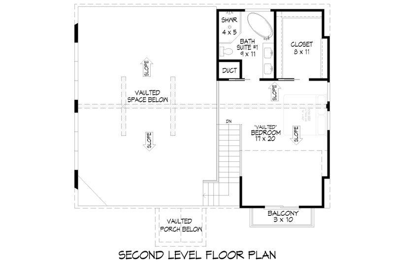Dream House Plan - Floor Plan - Upper Floor for Southern House Plan #932-1168 - 2 bed, 3 bath