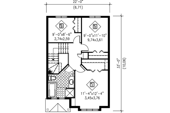 Floor Plan - Upper Floor for Traditional House Plan #25-204 - 3 bed, 1.5 bath