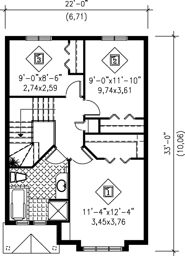 Traditional Floor Plan - Upper Floor Plan #25-204