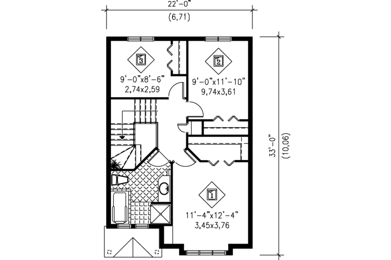 Traditional Style House Plan - 3 Beds 1.5 Baths 1368 Sq/Ft Plan #25-204 ...