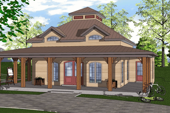 Exterior - Front Elevation for Traditional House Plan #8-229 - 2 bed, 1 bath