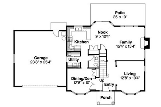 Floor Plan - Main Floor for Colonial House Plan #124-715 - 3 bed, 2.5 bath