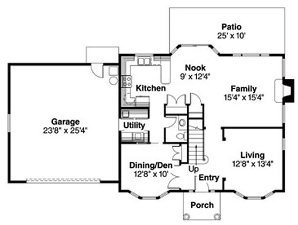 Home Plan - Colonial Floor Plan - Main Floor Plan #124-715