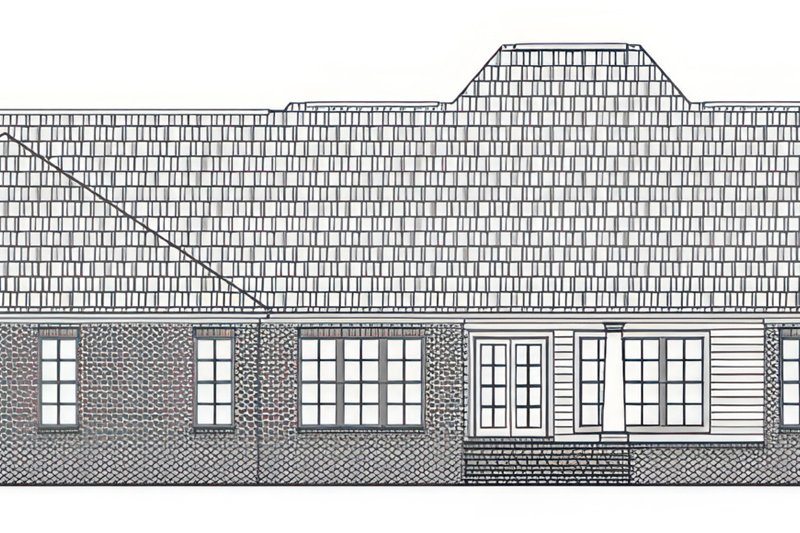House Blueprint - Exterior - Rear Elevation for Ranch House Plan #21-645 - 4 bed, 3.5 bath