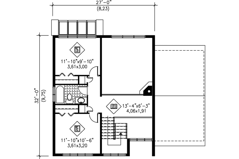 House Plan Design - Floor Plan - Upper Floor House Plan #25-2282 - 3 bed, 2.5 bath