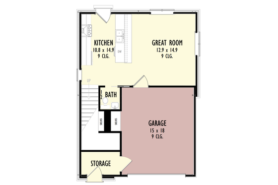 Floor Plan - Main Floor for Barndominium House Plan #1092-4 - 2 bed, 2.5 bath
