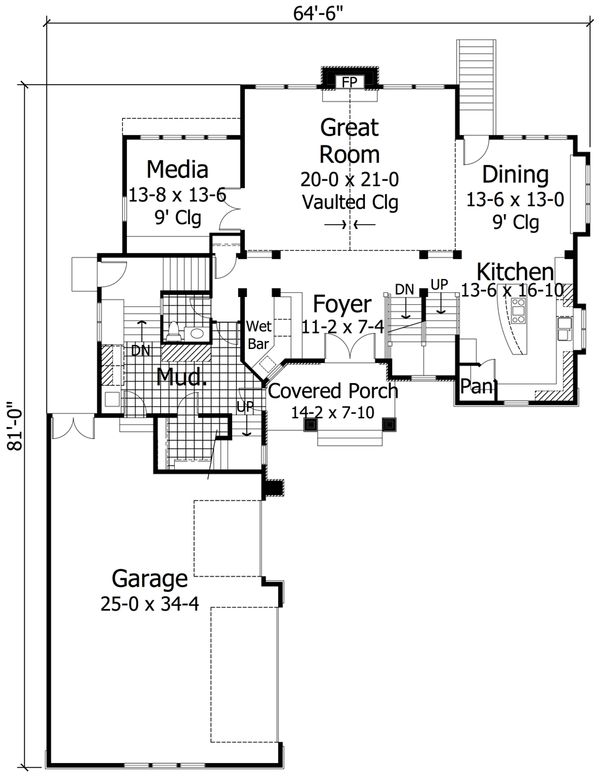 Architectural House Design - Craftsman Floor Plan - Main Floor Plan #51-574