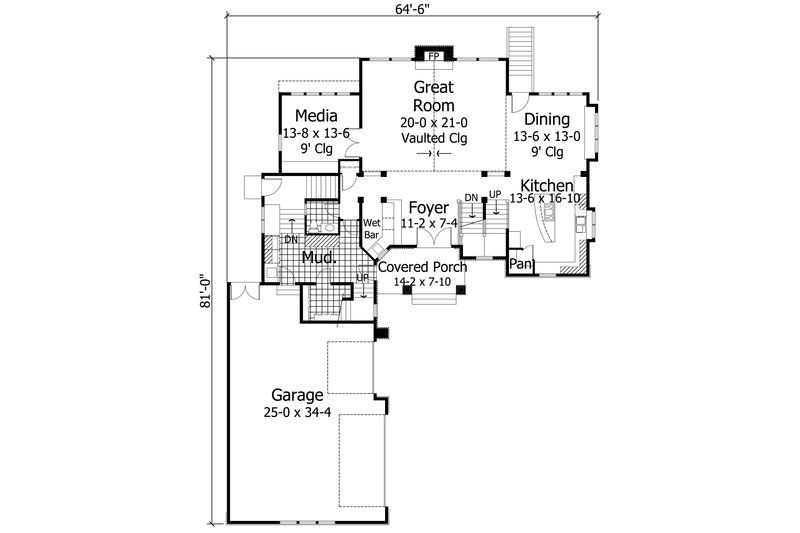 Dream House Plan - Floor Plan - Main Floor for Craftsman House Plan #51-574 - 5 bed, 3.5 bath