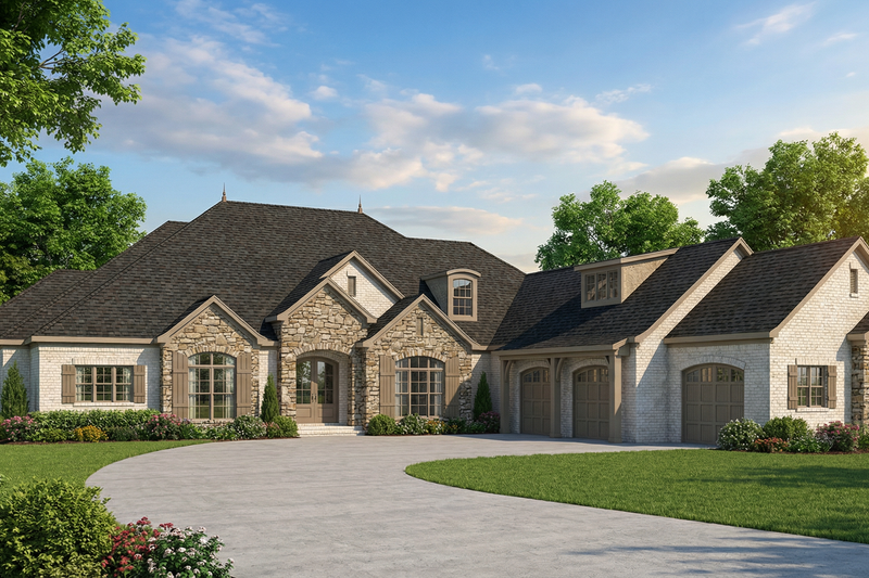 European Style House Plan - 3 Beds 3.5 Baths 4121 Sq/Ft Plan #17-628 Exterior