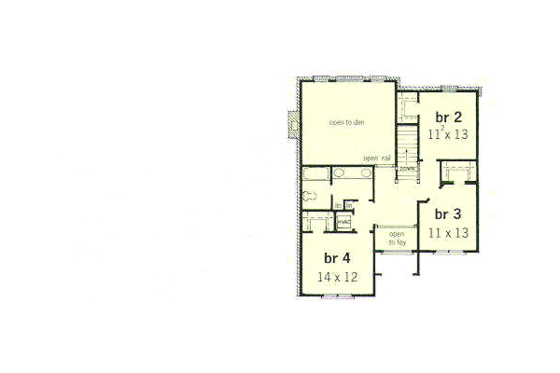 Floor Plan - Upper Floor for European House Plan #16-206 - 4 bed, 2.5 bath