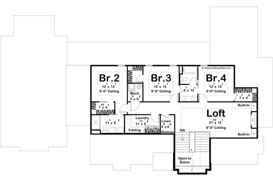Floor Plan - Upper Floor for Cottage House Plan #455-598 - 4 bed, 3.5 bath