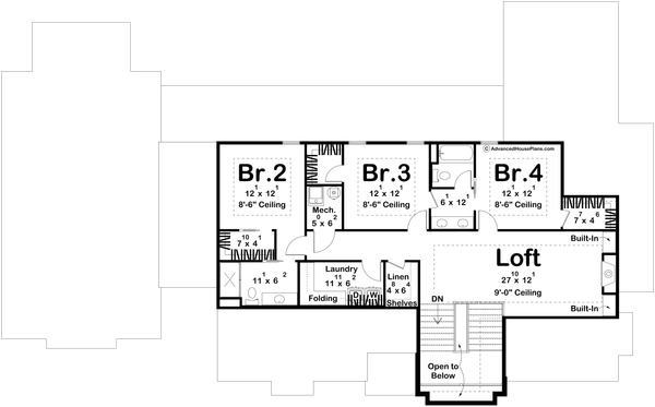 House Blueprint - Cottage Floor Plan - Upper Floor Plan #455-598