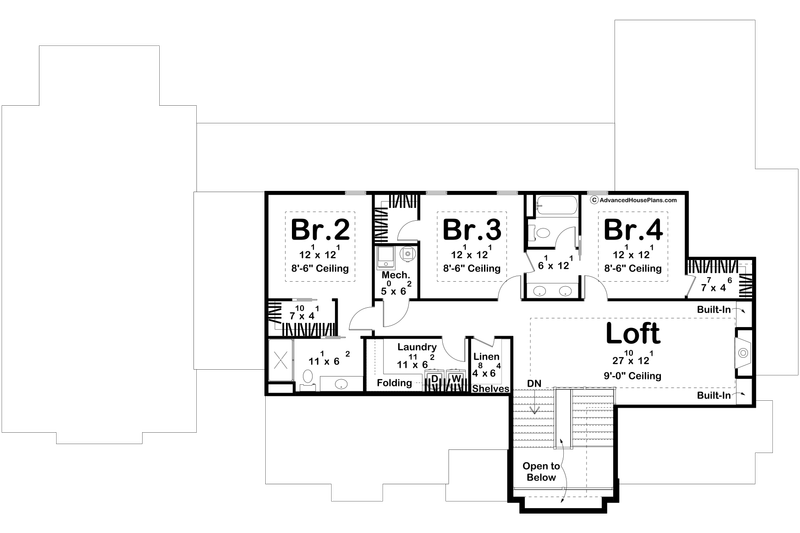 Architectural House Design - Floor Plan - Upper Floor for Cottage House Plan #455-598 - 4 bed, 3.5 bath