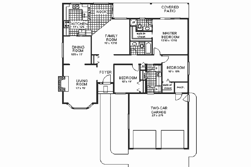 House Plan Design - Floor Plan - Main Floor for Traditional House Plan #18-104 - 3 bed, 2 bath