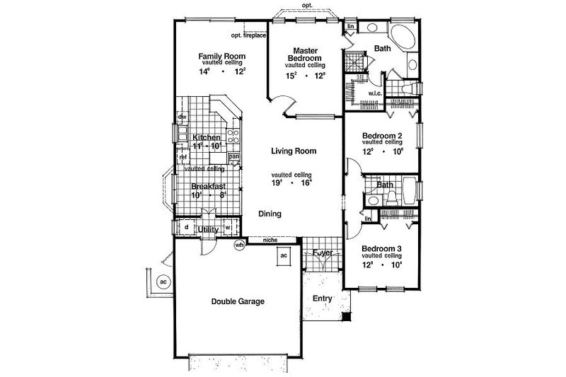 Mediterranean Style House Plan - 3 Beds 2 Baths 1571 Sq/Ft Plan #417 ...