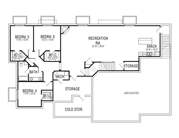 Craftsman Floor Plan - Lower Floor Plan #920-22
