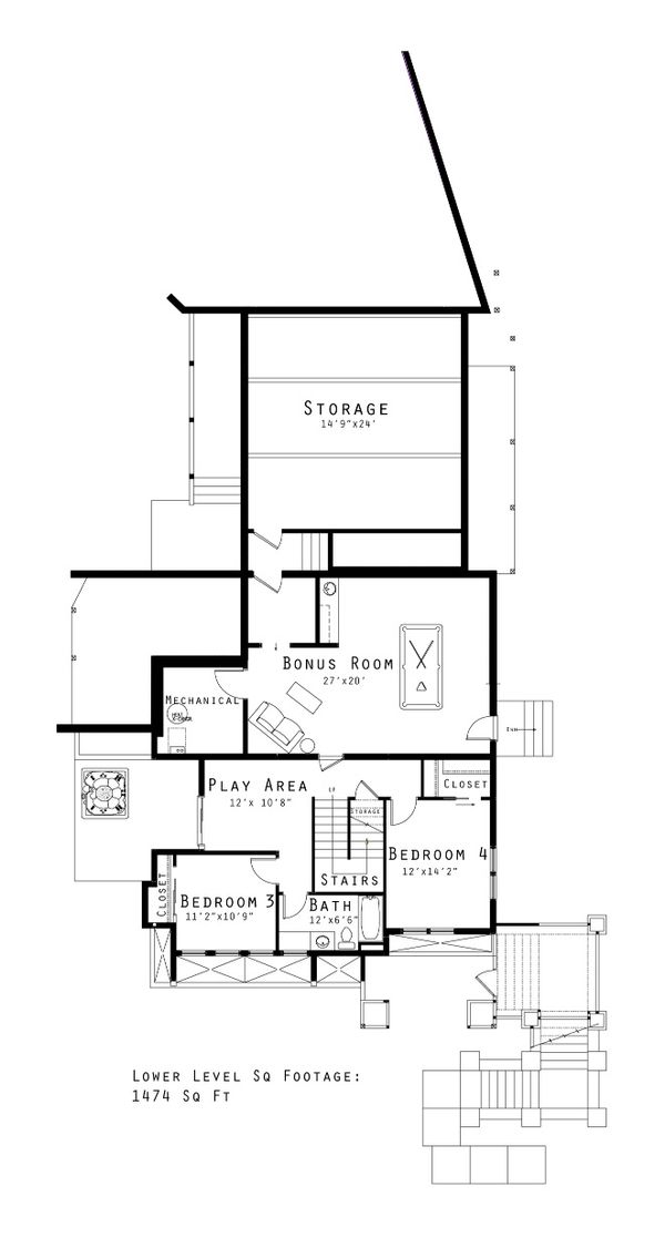 Home Plan - Prairie Floor Plan - Lower Floor Plan #434-20