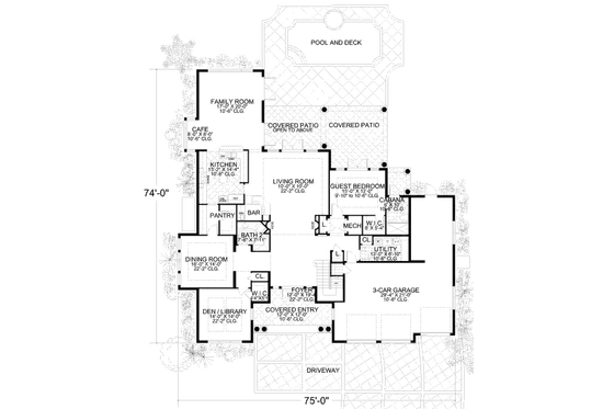 Floor Plan - Main Floor for Mediterranean House Plan #420-165 - 5 bed, 5 bath