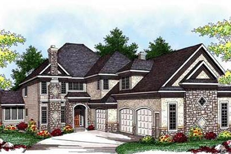 European Style House Plan - 4 Beds 3.5 Baths 2978 Sq/Ft Plan #70-938