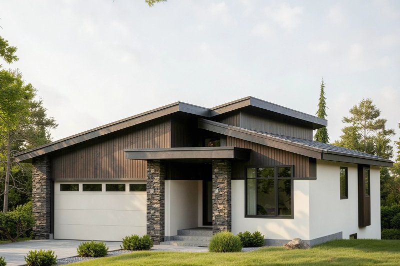 House Plan Design - Exterior - Front Elevation 2 for Contemporary House Plan #1100-32 - 3 bed, 2 bath