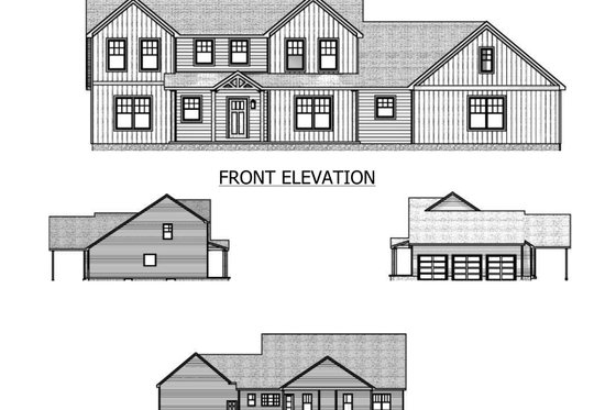 Exterior - Front Elevation 4 for Country House Plan #1089-17 - 4 bed, 2.5 bath