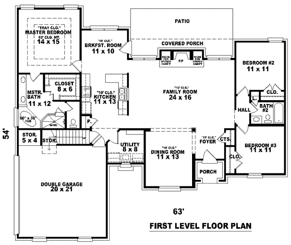 Floor Plan - Main Floor for European House Plan #81-891 - 3 bed, 2 bath