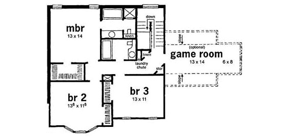 Traditional Floor Plan - Upper Floor Plan #36-148