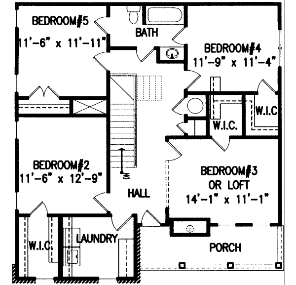 Southern Floor Plan - Upper Floor Plan #54-169