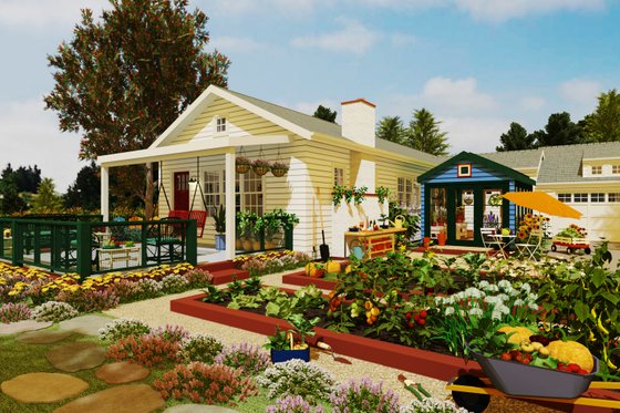 Exterior - Front Elevation 4 for Country House Plan #917-43 - 2 bed, 3 bath