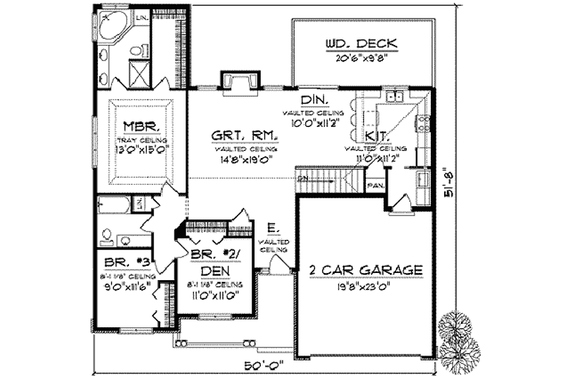 Home Plan - Floor Plan - Main Floor for Ranch House Plan #70-678 - 3 bed, 2 bath