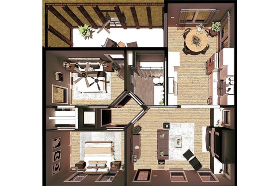Floor Plan - Main Floor 1 for Modern House Plan #44-295 - 2 bed, 1 bath