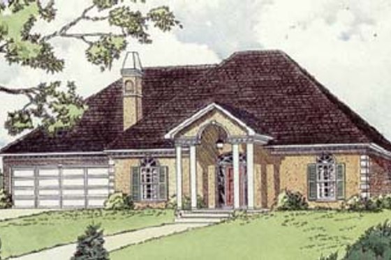 Exterior - Front Elevation for European House Plan #16-119 - 3 bed, 2 bath