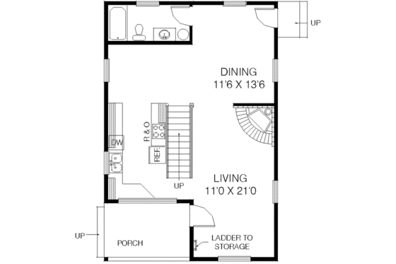 Floor Plan - Main Floor House Plan #60-356 - 1 bed, 1 bath