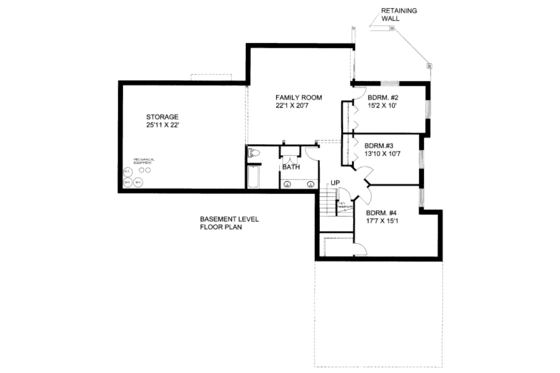 Floor Plan - Lower Floor for Craftsman House Plan #117-648 - 4 bed, 3 bath