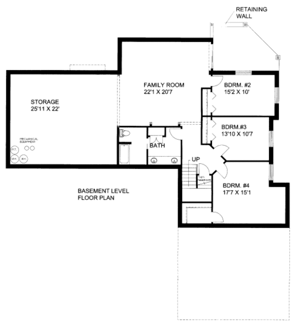 Craftsman Floor Plan - Lower Floor Plan #117-648