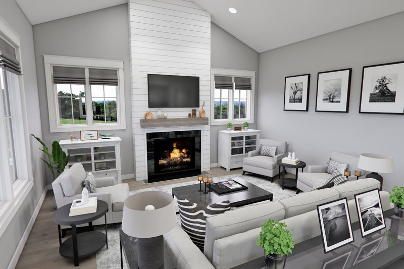 House Blueprint - Interior - Family Room for Farmhouse House Plan #51-1276 - 4 bed, 3.5 bath