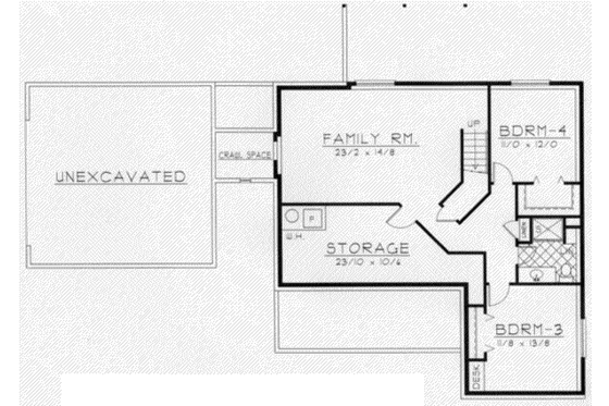 Floor Plan - Lower Floor for Ranch House Plan #112-110 - 4 bed, 3 bath