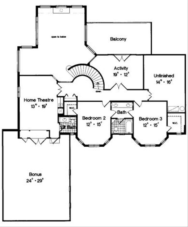 European Floor Plan - Upper Floor Plan #417-415
