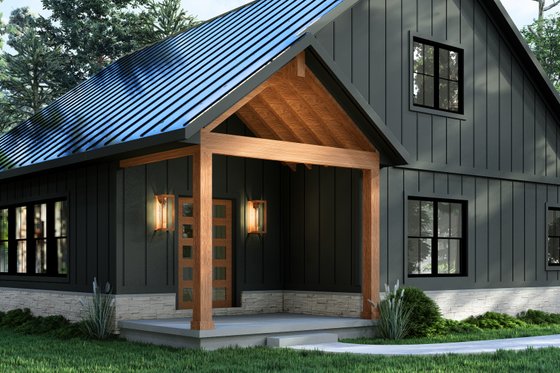 Exterior - Covered Porch for Barndominium House Plan #1064-300 - 3 bed, 2 bath