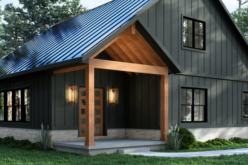 House Design - Exterior - Covered Porch for Barndominium House Plan #1064-300 - 3 bed, 2 bath