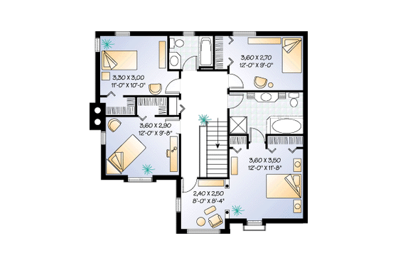 Floor Plan - Upper Floor for Traditional House Plan #23-243 - 4 bed, 2.5 bath