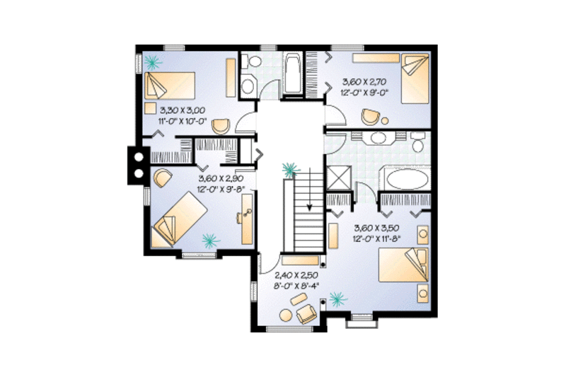 Architectural House Design - Floor Plan - Upper Floor for Traditional House Plan #23-243 - 4 bed, 2.5 bath
