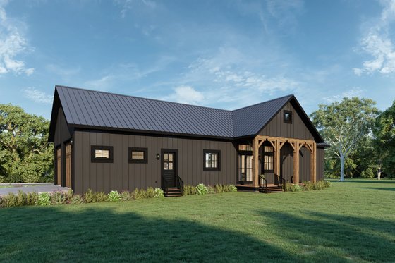 Exterior - Rear Elevation for Farmhouse House Plan #44-265 - 3 bed, 2 bath